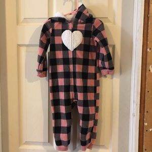 Carter’s fleece zip up one piece hooded coverall